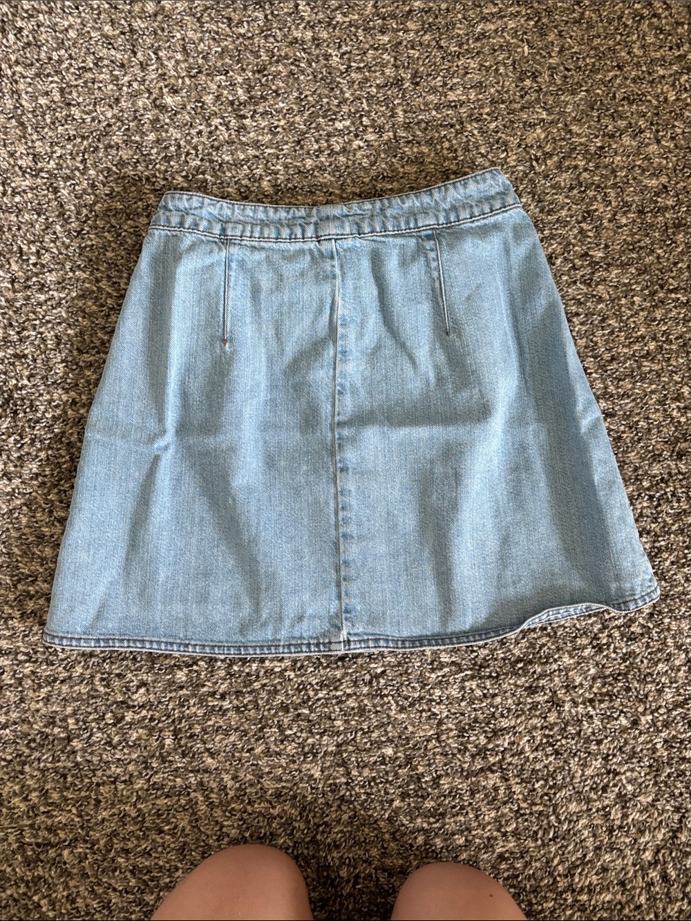 Zara Light Blue Denim Button-Front A-Line Mini Skirt - Picture 3 of 4